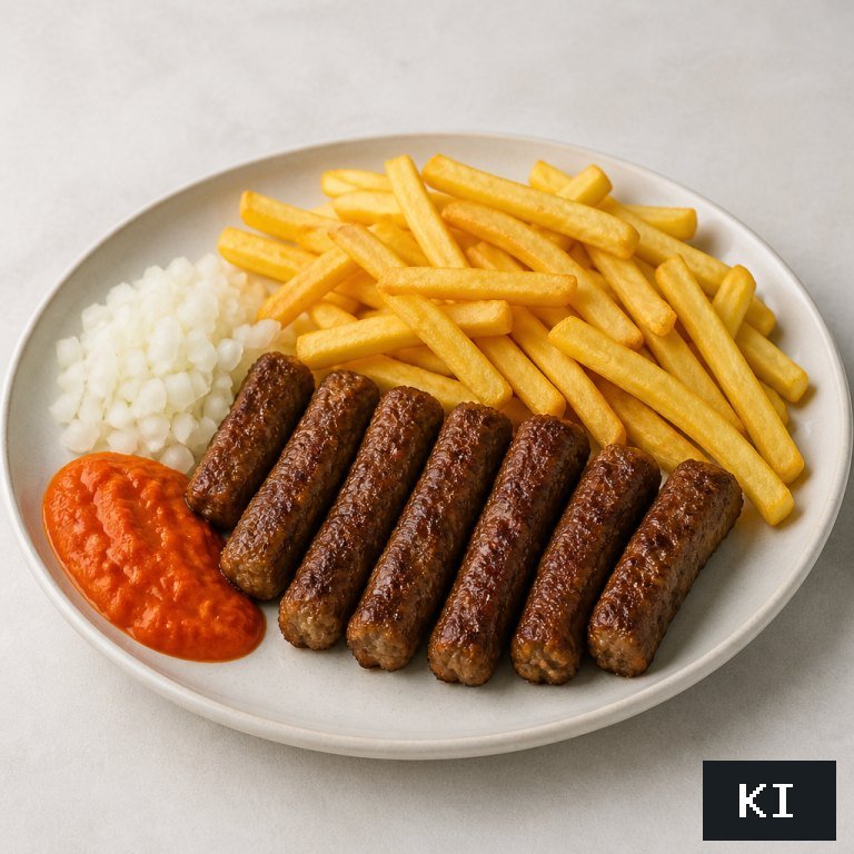 Cevapcici Teller mit Pommes (mild)