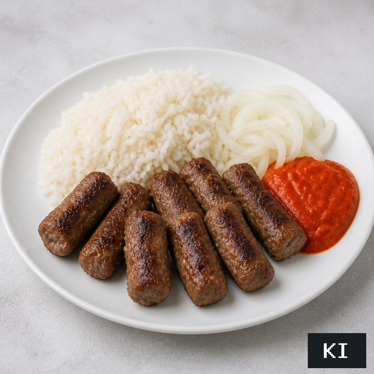 Cevapcici Teller mit Reis (mild)