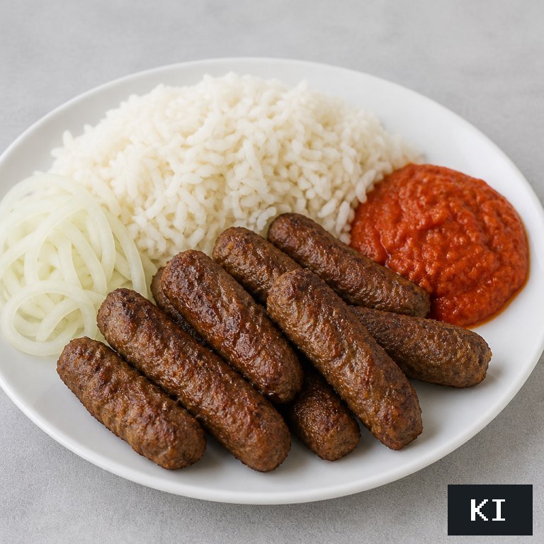 Cevapcici Teller mit Reis (scharf)