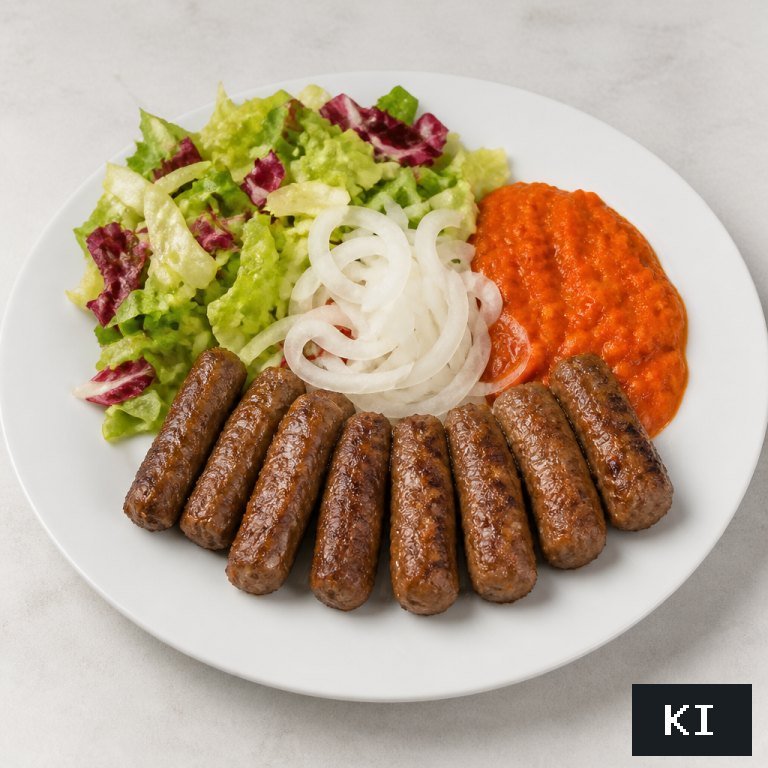 Cevapcici Teller mit Salat (scharf)