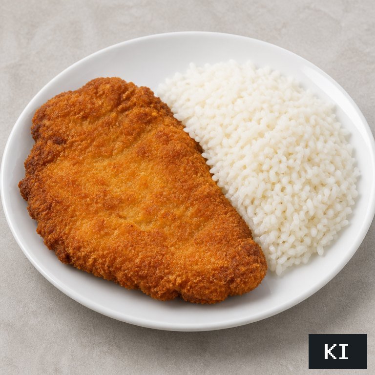 Schnitzel Teller mit Reis